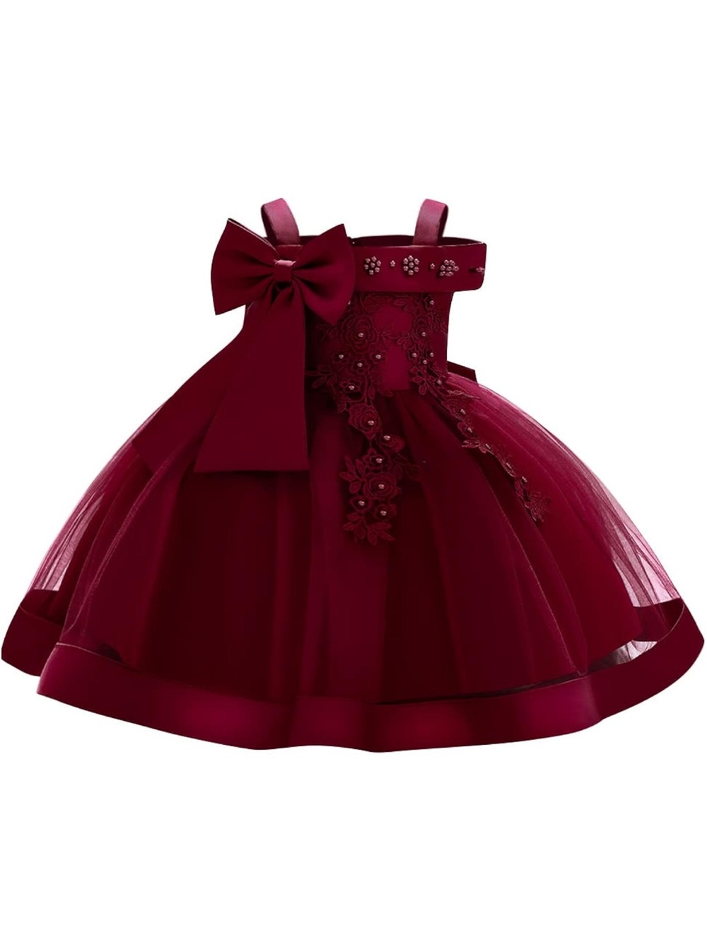 Elegant Burgundy Tulle 12M toddler Dress- Christmas- Wedding- Birthday
